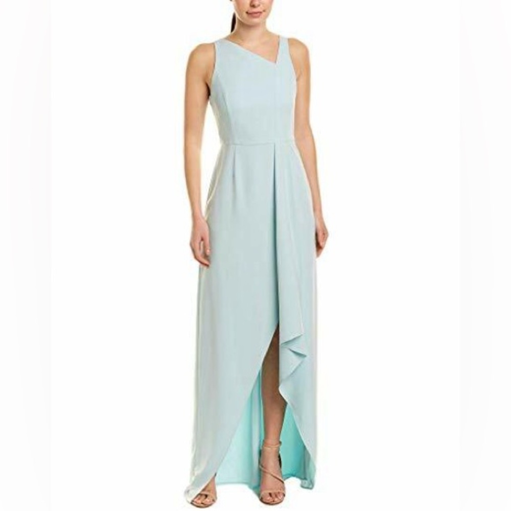 NWT Halston Heritage Asymmetrical Neck Prom Gown With Drape Foam Color Size 4